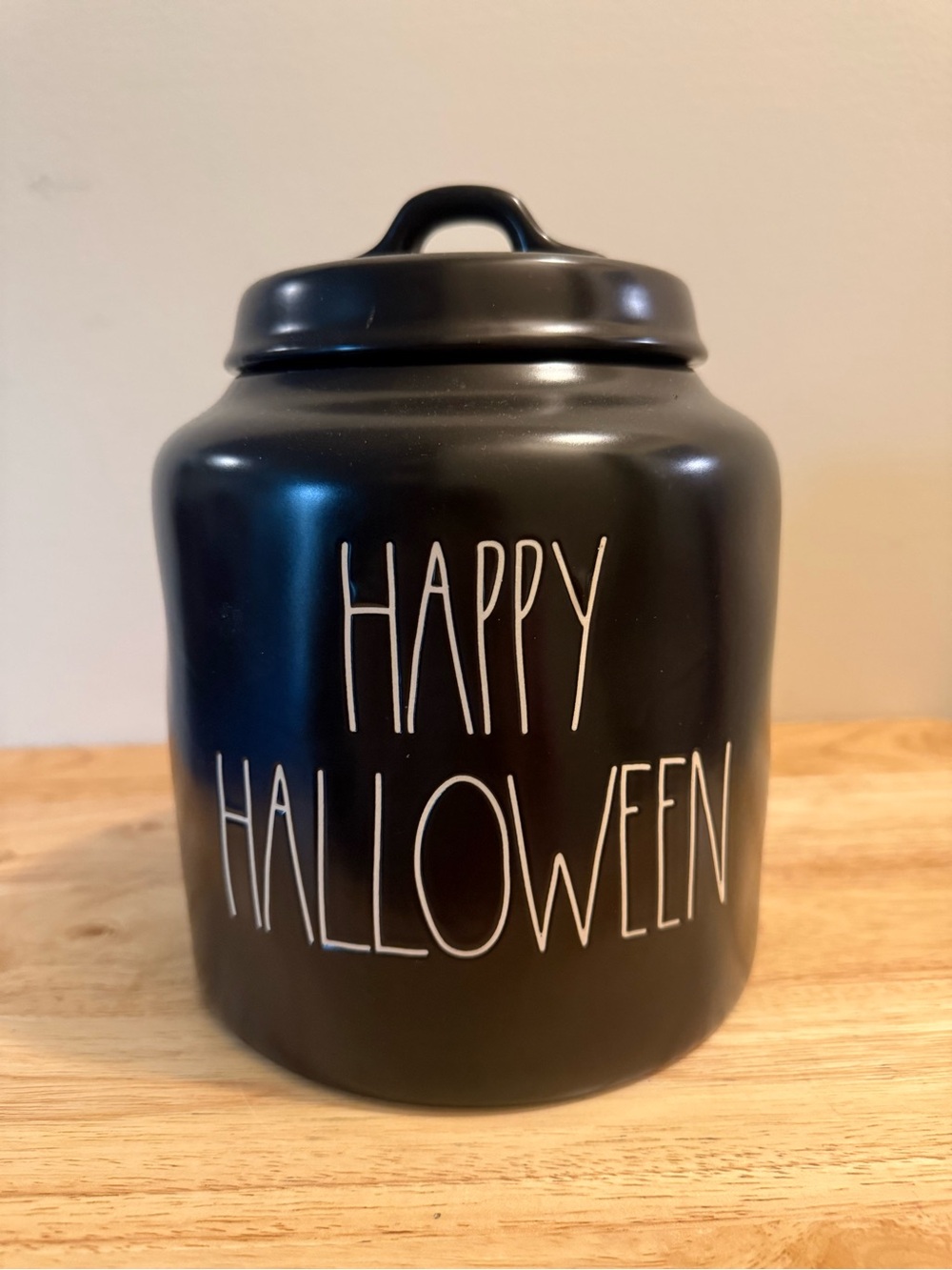 Rae Dunn Black 'Happy Halloween' Ceramic Canister